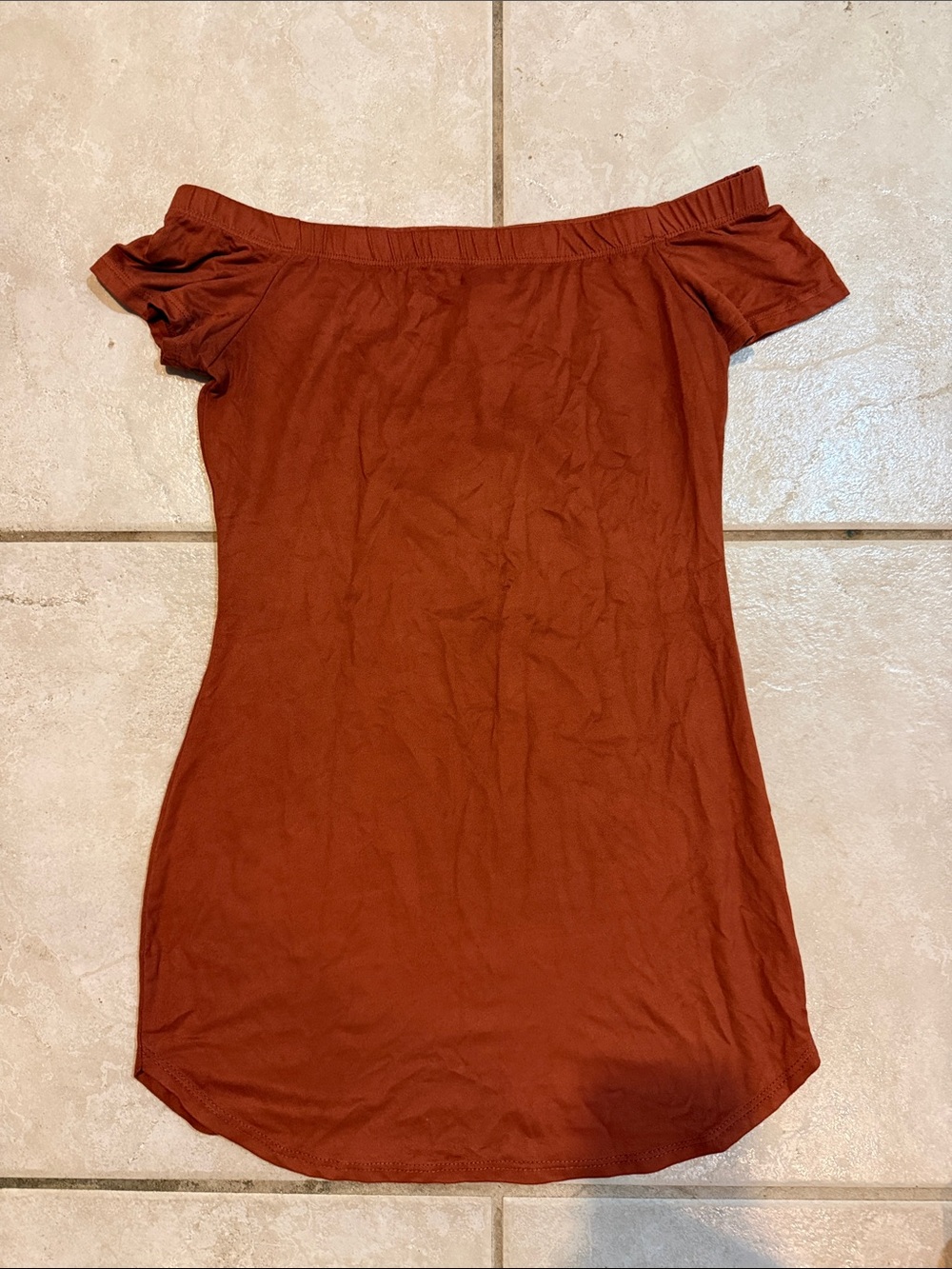 Blue Blush Burnt Orange Off-Shoulder Bodycon Dress